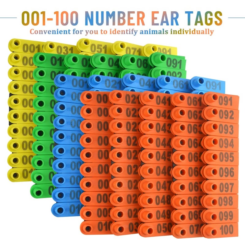 WMYCONGCONG 400 PCS 1-100 Plastic Livestock Ear Tag Animal Tag for Goat Sheep Pig, Blue Yellow Orange Green - Image 5